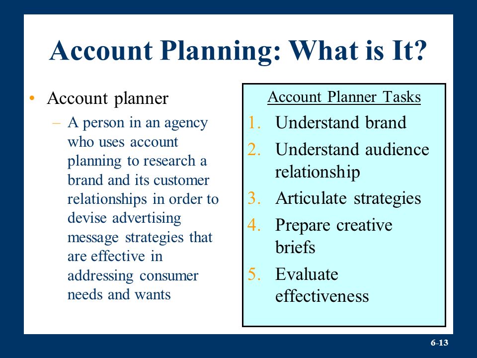 6-13 Account Planning: What is It.