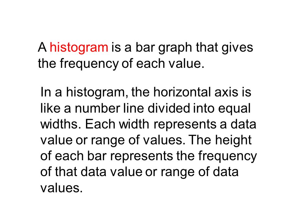 A histogram is a bar graph that gives the frequency of each value.