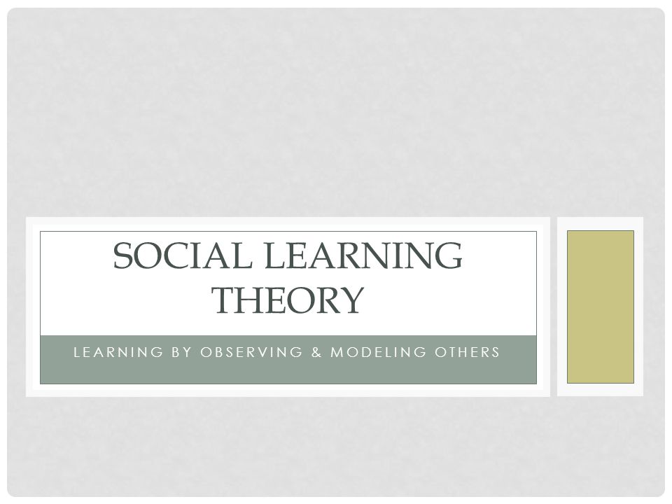 LEARNING BY OBSERVING & MODELING OTHERS SOCIAL LEARNING THEORY