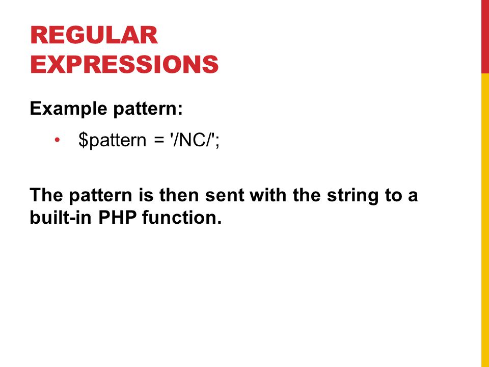 php pattern matching examples Validating user input basharat mahmood, department of computer.