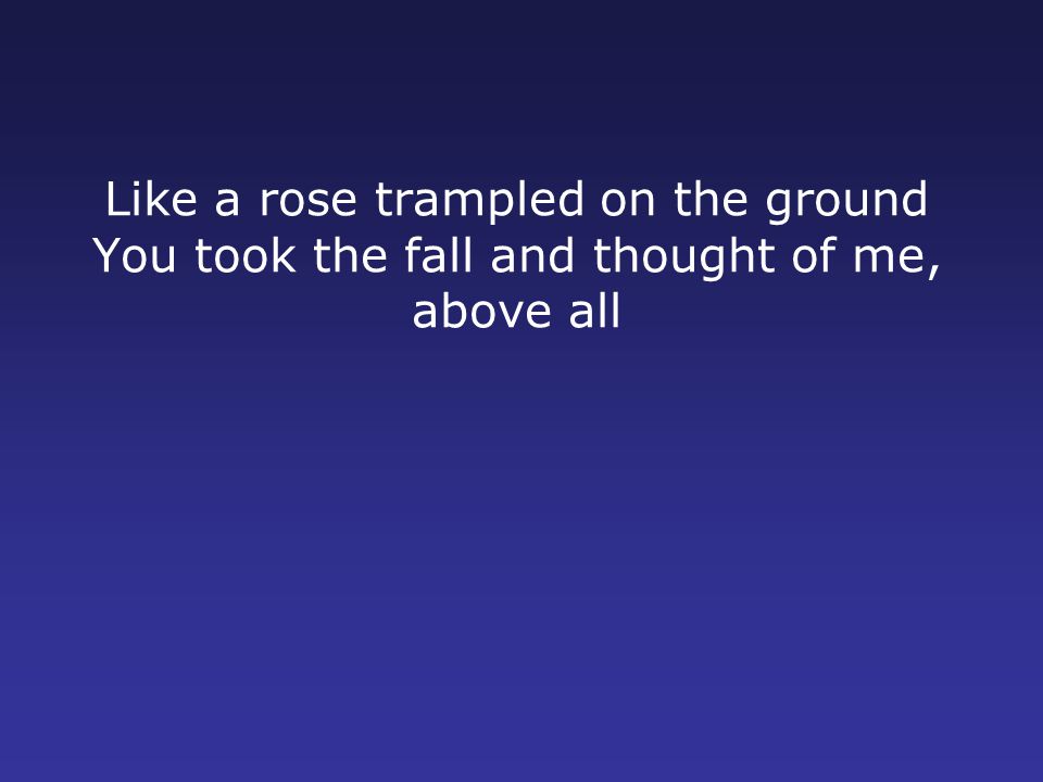 Like a rose trampled on the ground You took the fall and thought of me, above all
