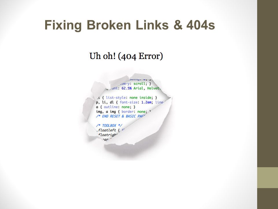 Fixing Broken Links & 404s