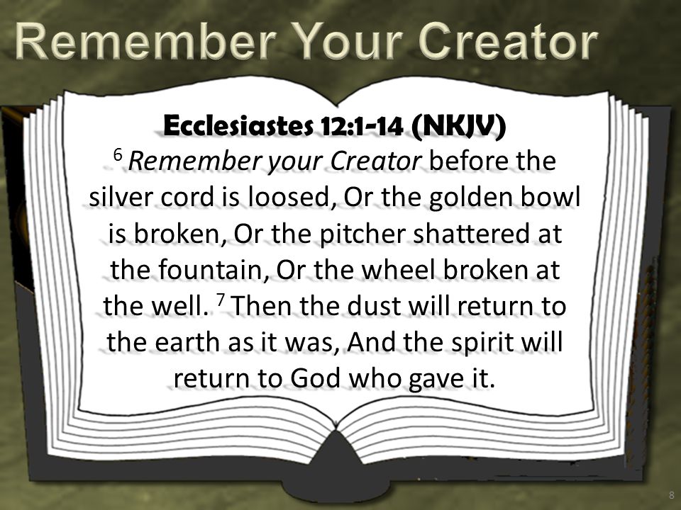 Ecclesiastes 11:9-10 (NKJV) 9 Rejoice, O young man, in your youth, And let  your heart cheer you in the days of your youth; Walk in the ways of. - ppt  download