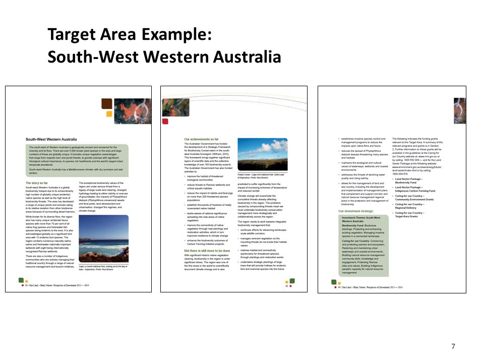 Target Area Example: South-West Western Australia 7