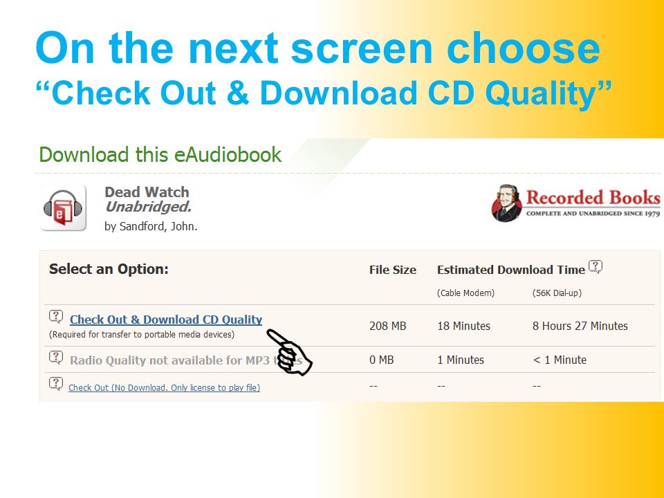 On the next screen choose Check Out & Download CD Quality