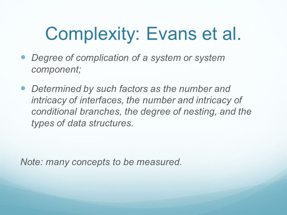 Complexity: Evans et al.