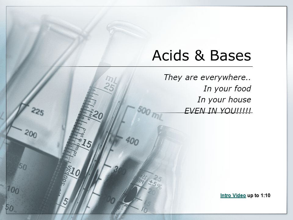 Acids & Bases They are everywhere.. In your food In your house EVEN IN YOU!!!!.