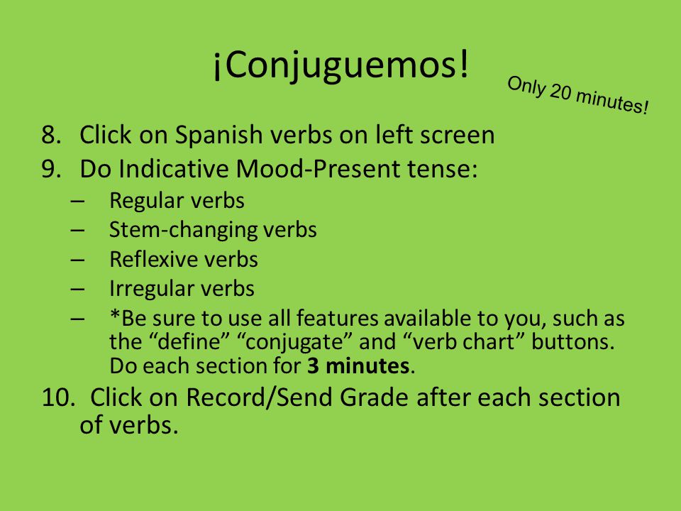 Conjuguemos Spanish Verb Chart