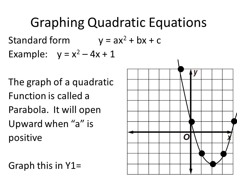 Graphing Quadratic Equations What Does A Quadratic Equation Look Like One Variable Is Squared No Higher Powers Standard Form Y Ax 2 Bx C Y X Ppt Download