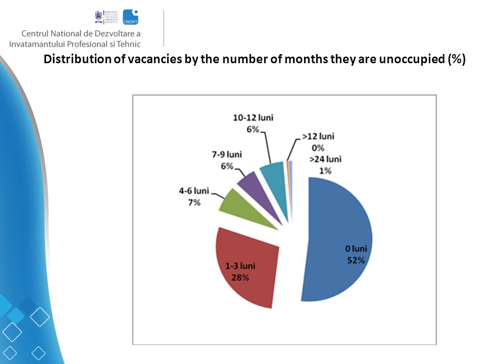 Distribution of vacancies by the number of months they are unoccupied (%)