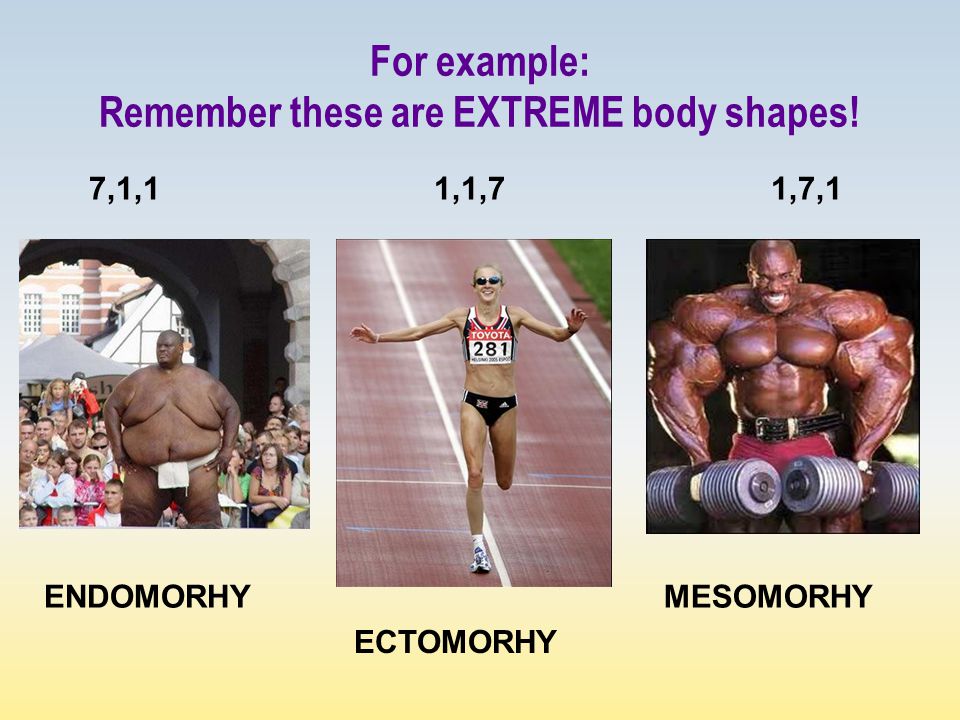For example: Remember these are EXTREME body shapes.