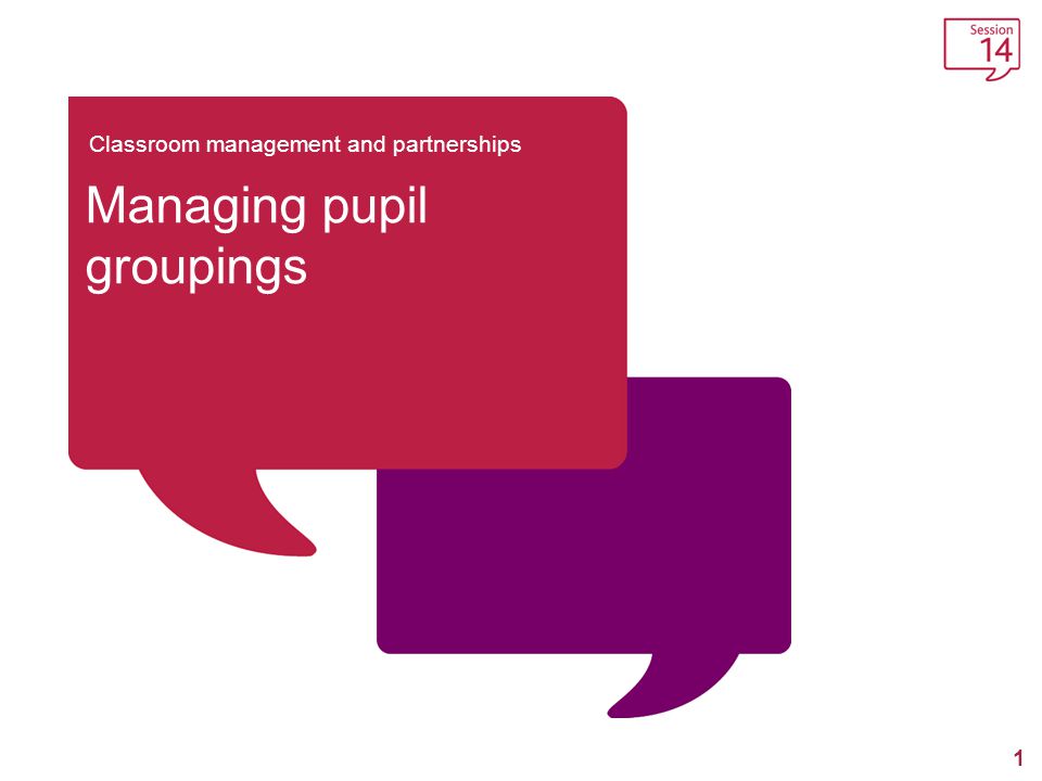 1 Classroom management and partnerships Managing pupil groupings