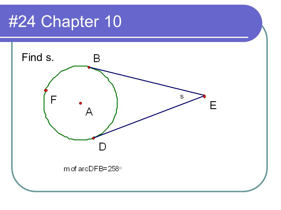 #24 Chapter 10 Find s.