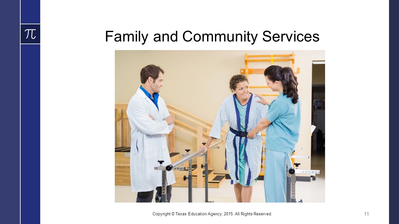 Family and Community Services Copyright © Texas Education Agency, All Rights Reserved. 11