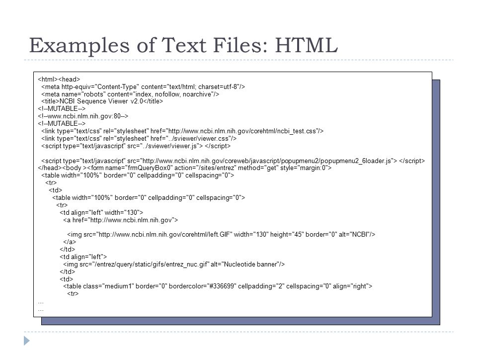 Examples of Text Files: HTML NCBI Sequence Viewer v2.0 …