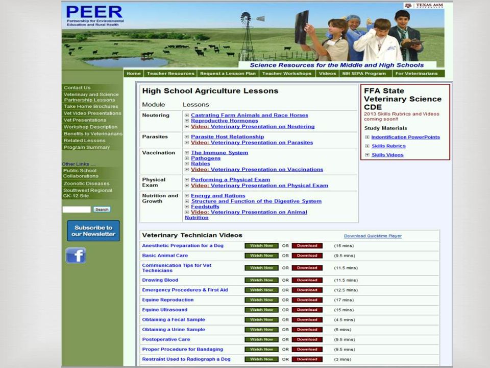  Be sure to visit the PEER Program website for videos and lessons!