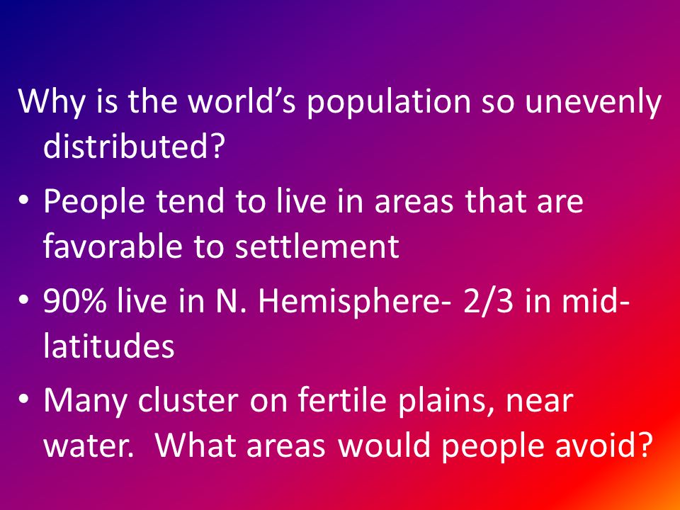 Why is the world’s population so unevenly distributed.