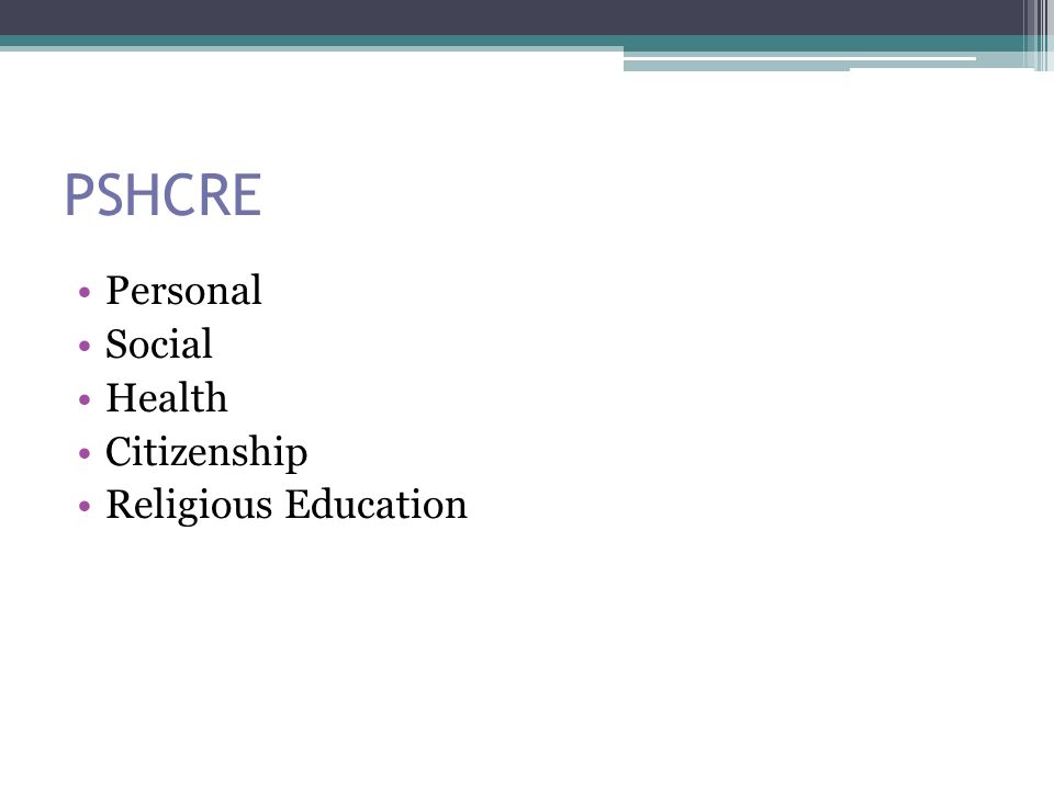 PSHCRE Personal Social Health Citizenship Religious Education