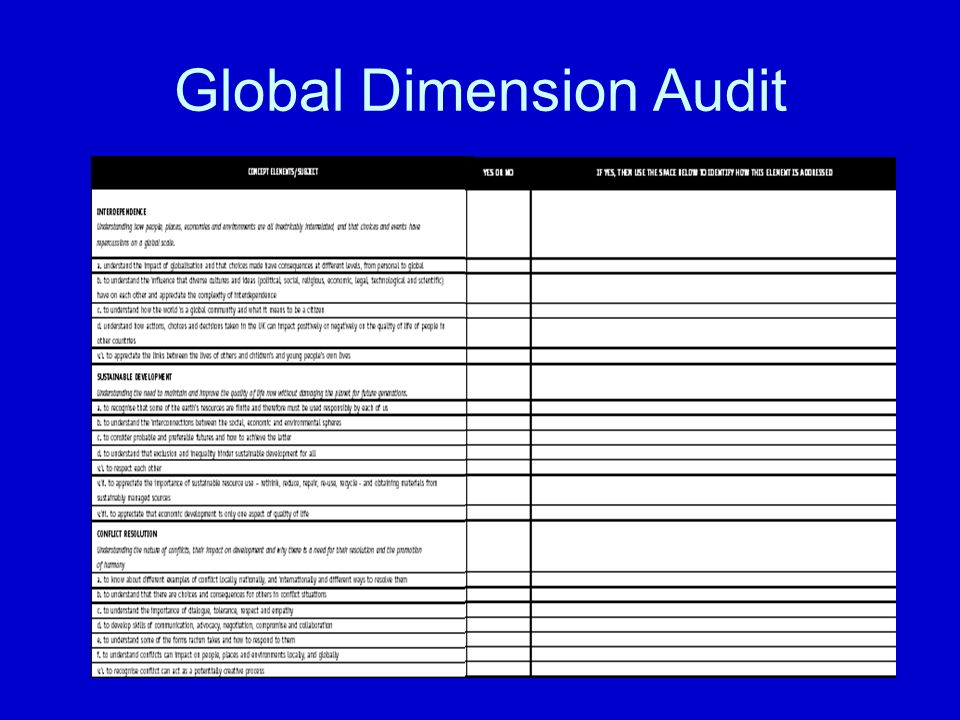 Global Dimension Audit