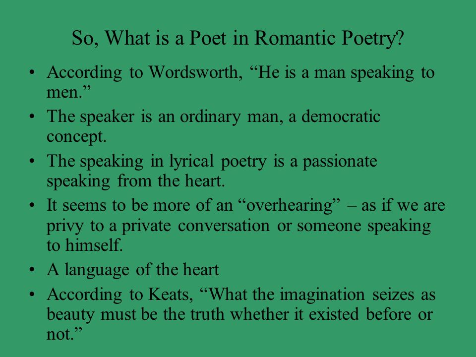 So, What is a Poet in Romantic Poetry.