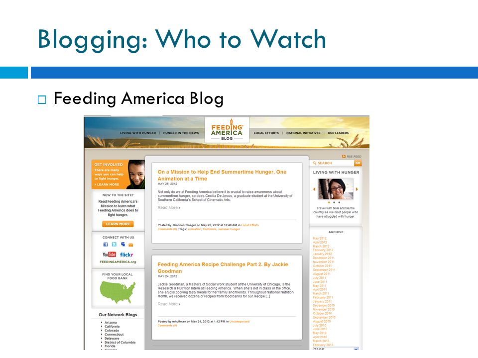 Blogging: Who to Watch  Feeding America Blog