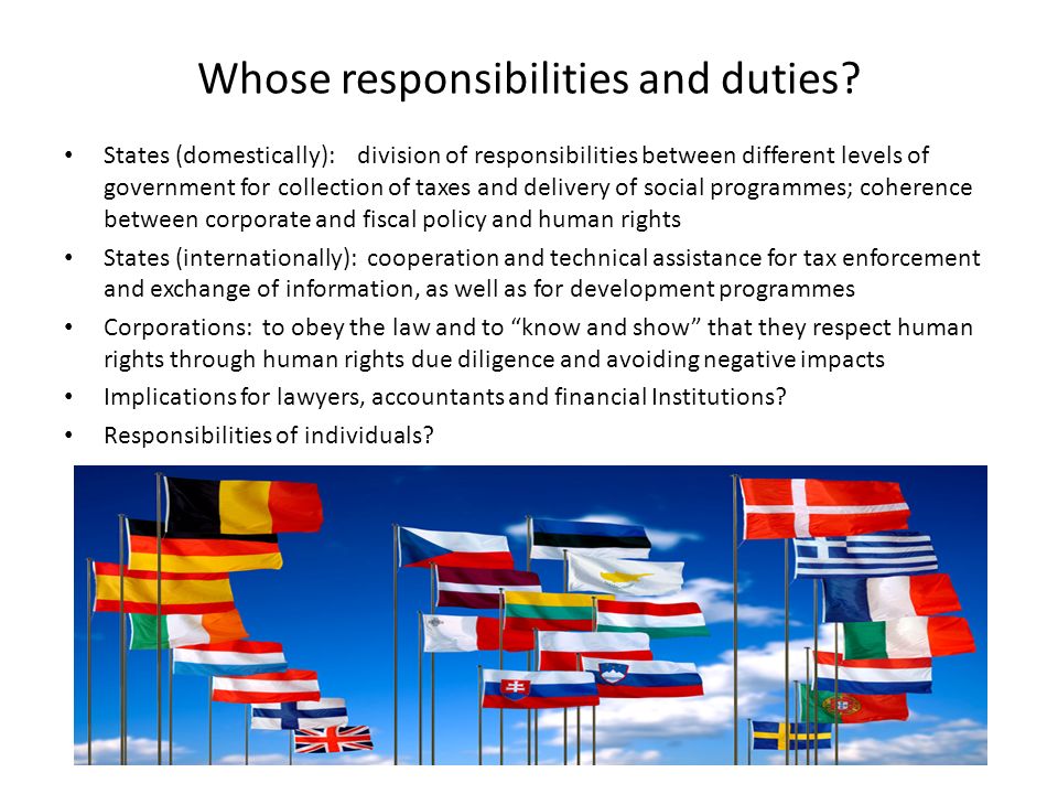 Whose responsibilities and duties.