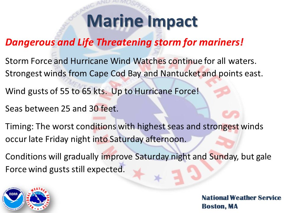 Marine Impact Dangerous and Life Threatening storm for mariners.