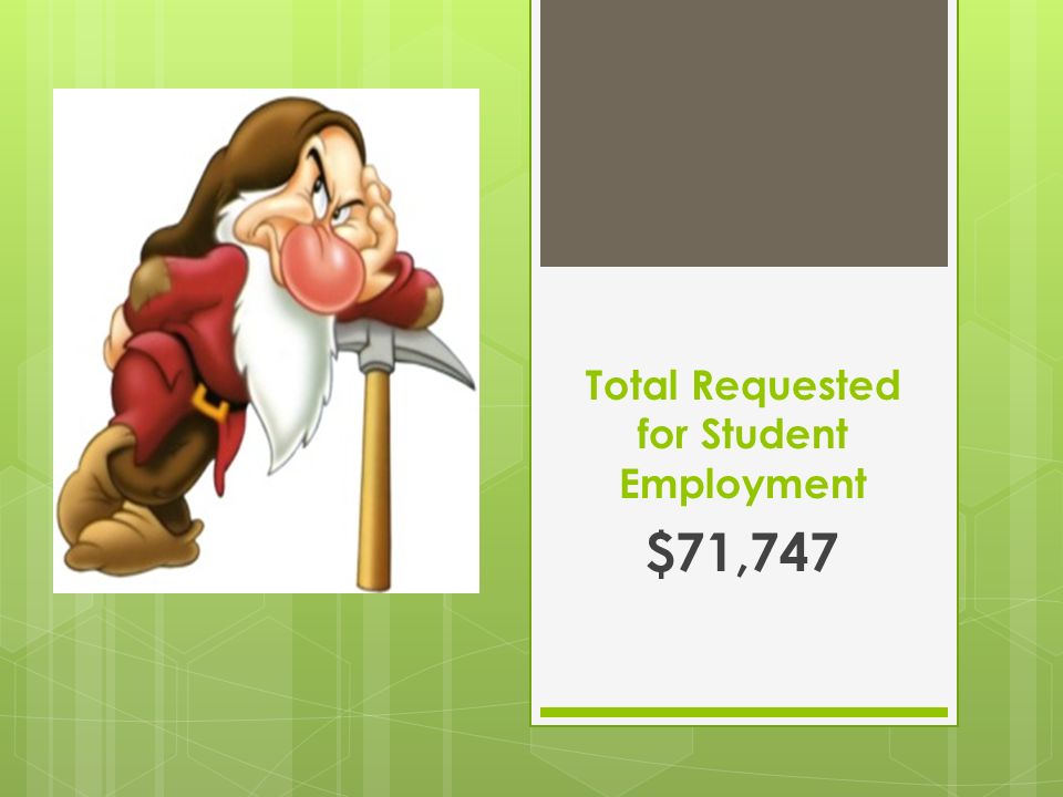 Total Requested for Student Employment $71,747
