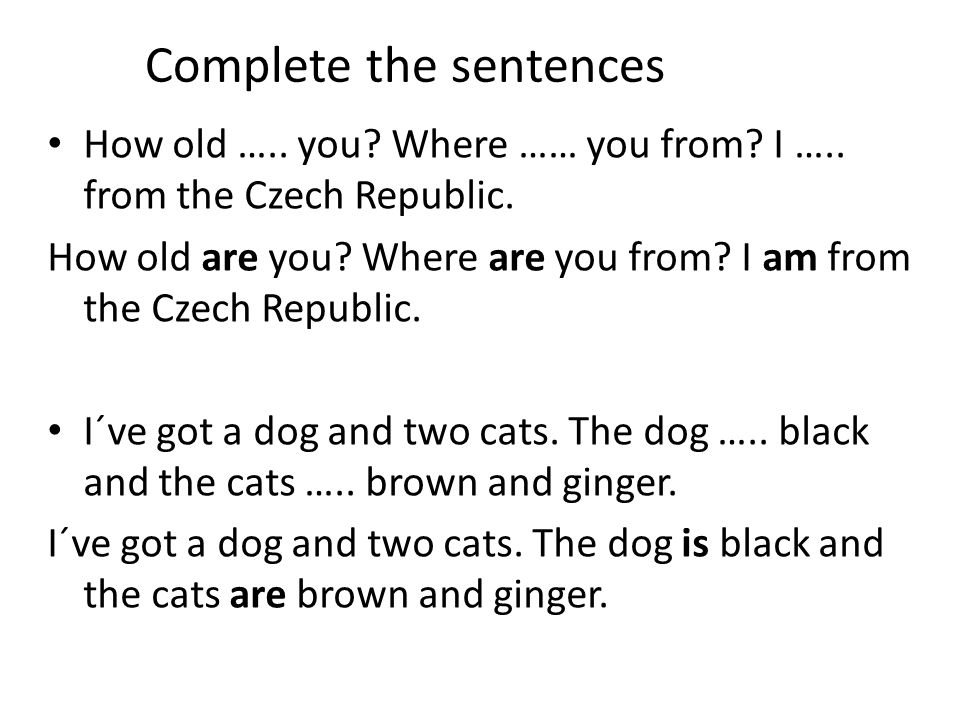 Complete the sentences How old ….. you. Where …… you from.