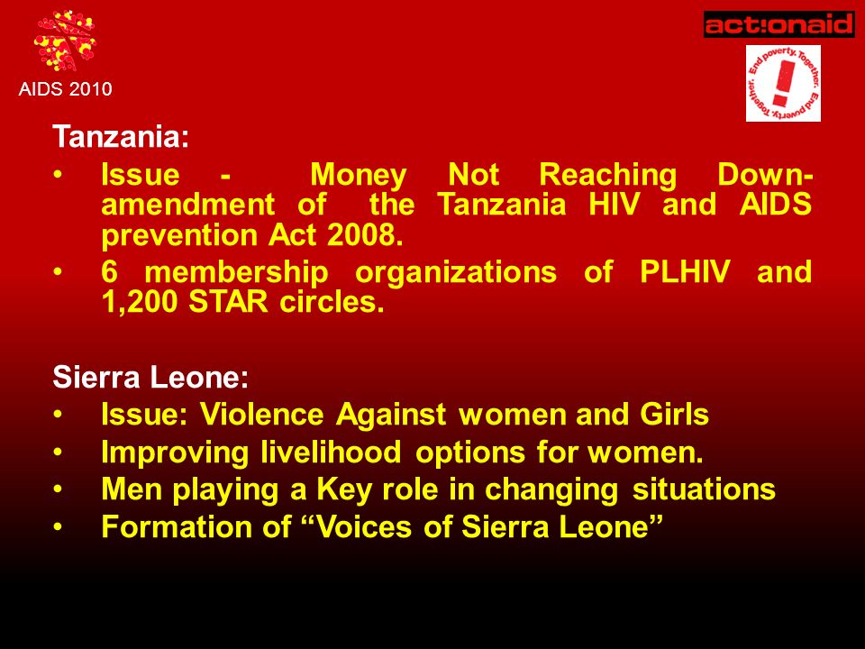 Tanzania: Issue - Money Not Reaching Down- amendment of the Tanzania HIV and AIDS prevention Act 2008.