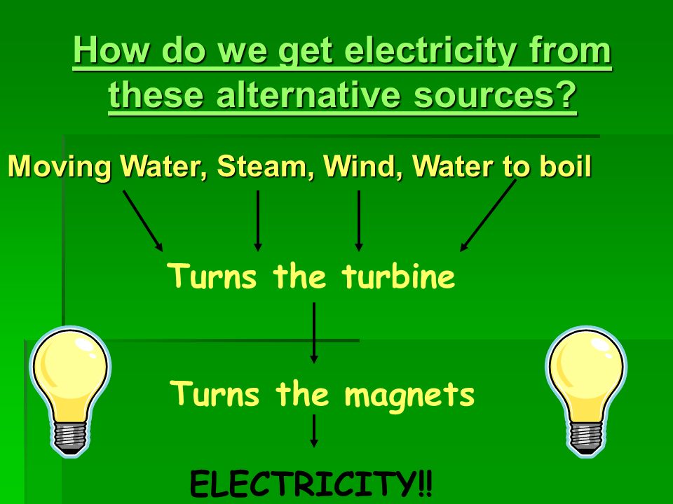 How do we get electricity from these alternative sources.