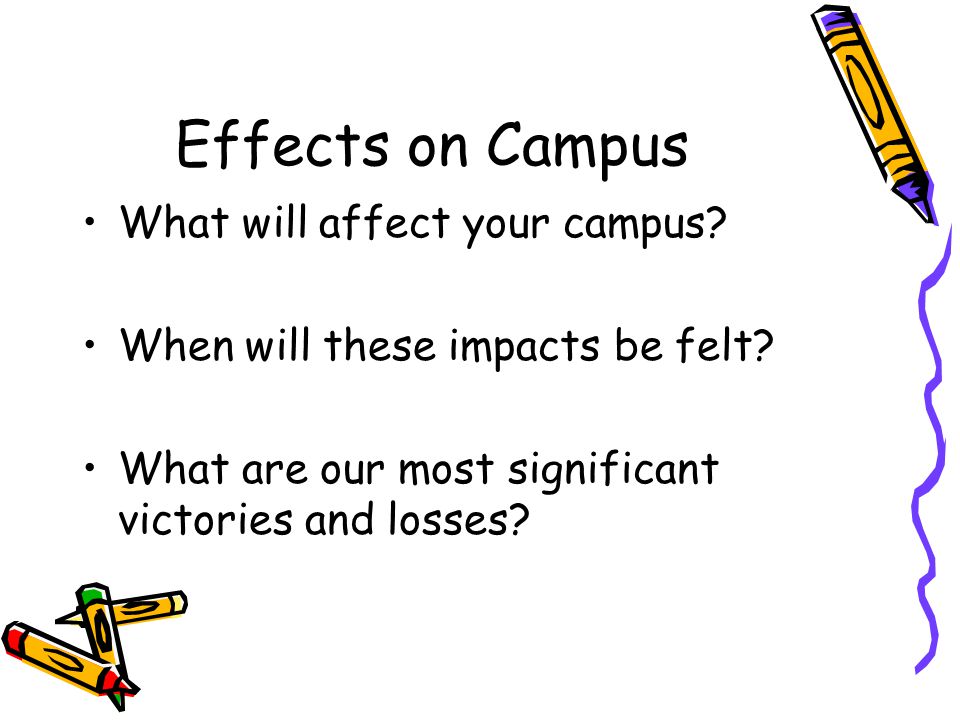 Effects on Campus What will affect your campus. When will these impacts be felt.