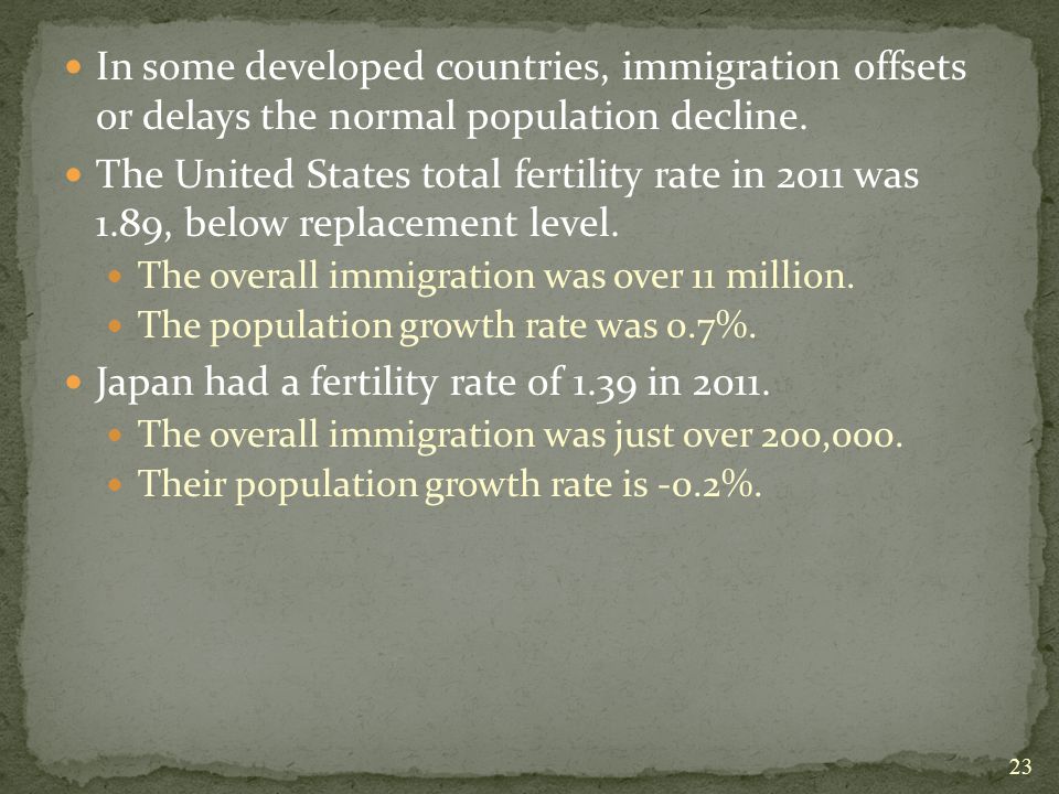 In some developed countries, immigration offsets or delays the normal population decline.