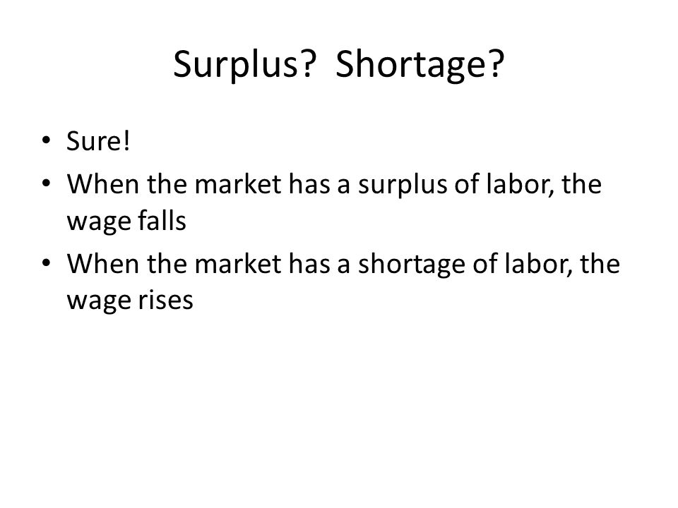 Surplus. Shortage. Sure.