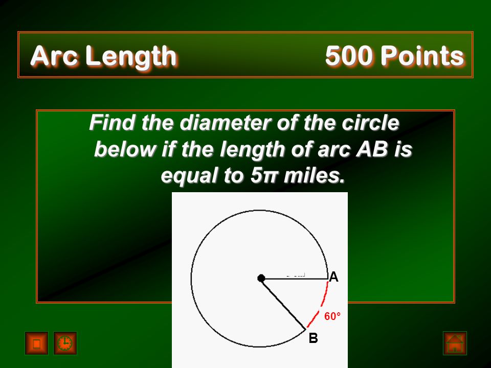 Sector Area 400 Points /Arc Length Area = 9π cm 2 Length of Arc AB = 2π cm