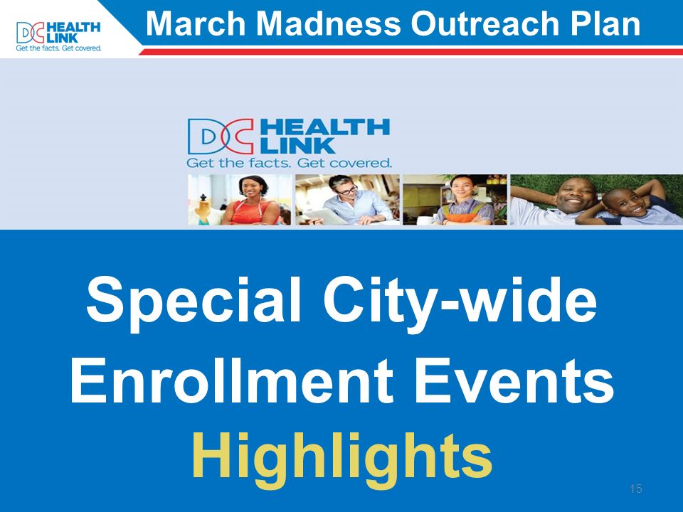 Special City-wide Enrollment Events Highlights 15 March Madness Outreach Plan