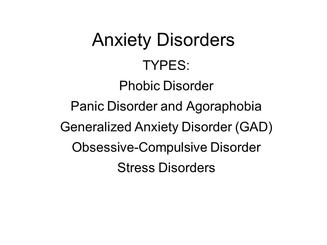 Anxiety Disorders TYPES: Phobic Disorder Panic Disorder and Agoraphobia ...