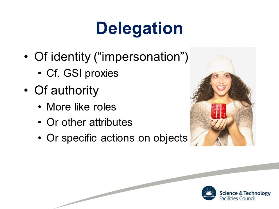 Delegation Of identity ( impersonation ) Cf.