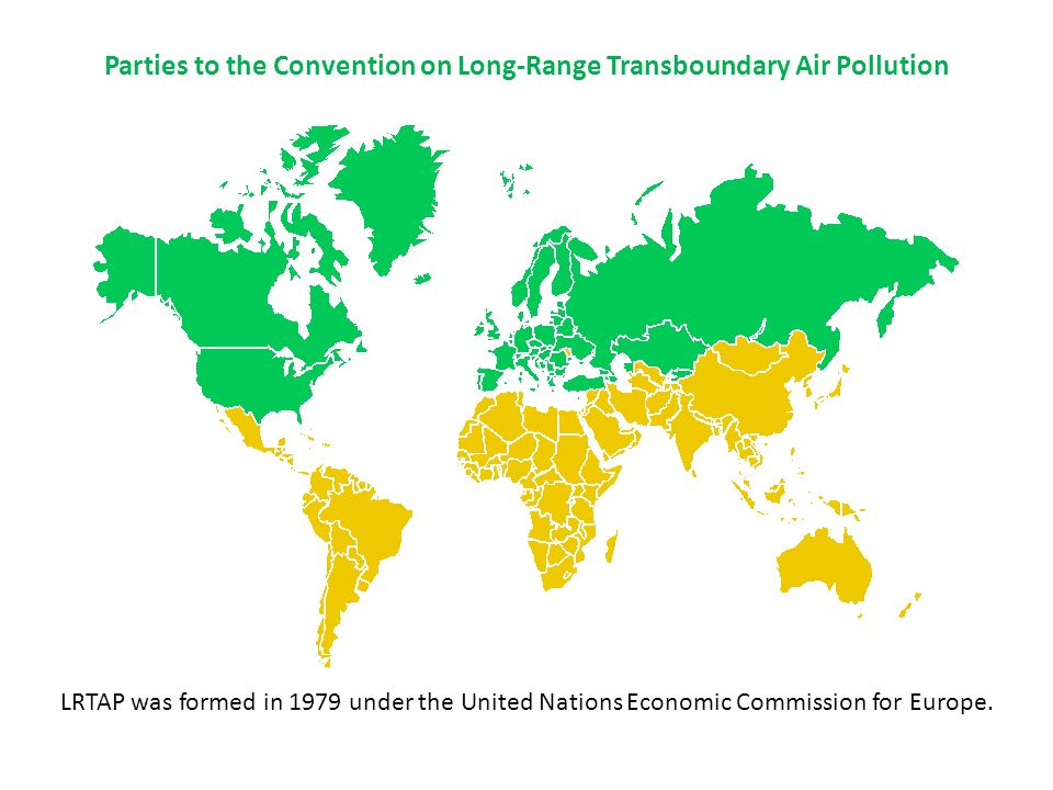 Parties to the Convention on Long-Range Transboundary Air Pollution LRTAP was formed in 1979 under the United Nations Economic Commission for Europe.