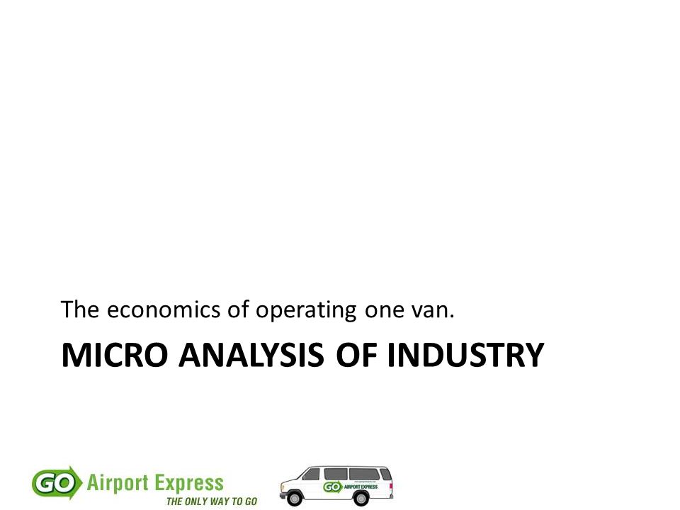 MICRO ANALYSIS OF INDUSTRY The economics of operating one van.