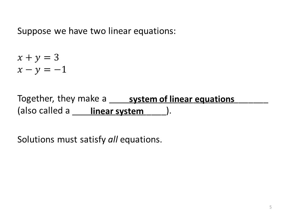 5 system of linear equations linear system