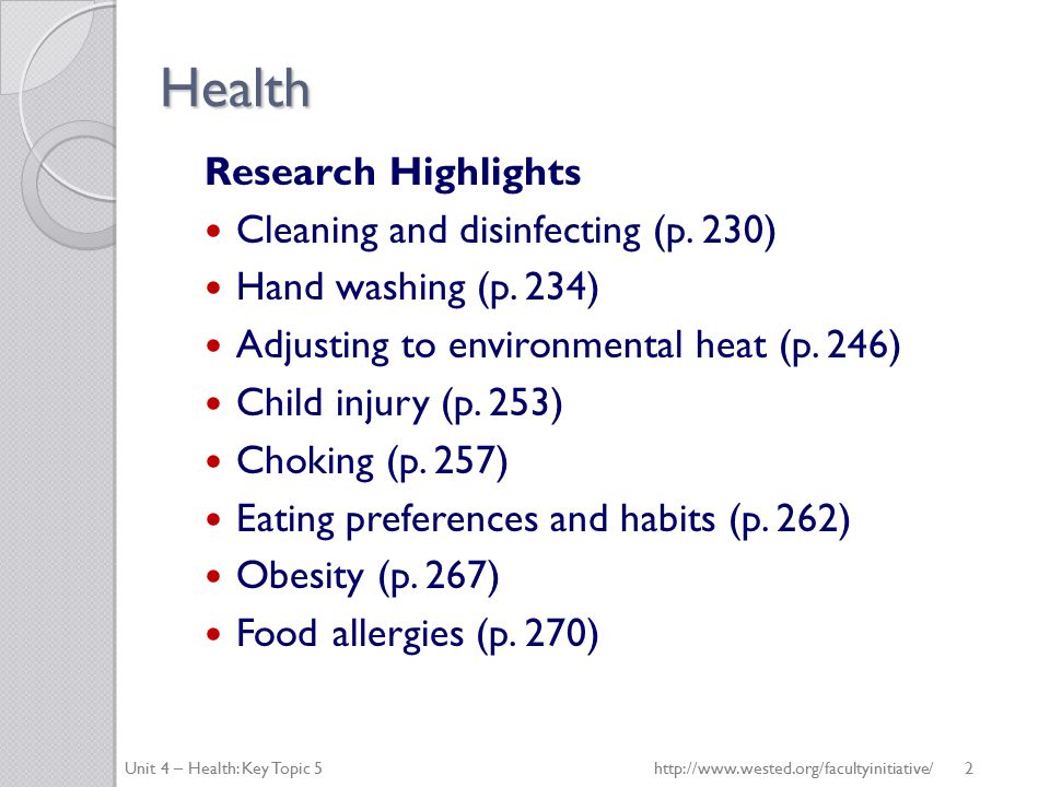 Health Research Highlights Cleaning and disinfecting (p.