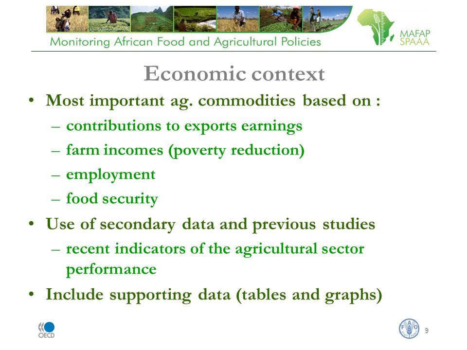 Economic context Most important ag.