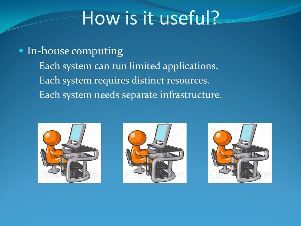 How is it useful. In-house computing Each system can run limited applications.