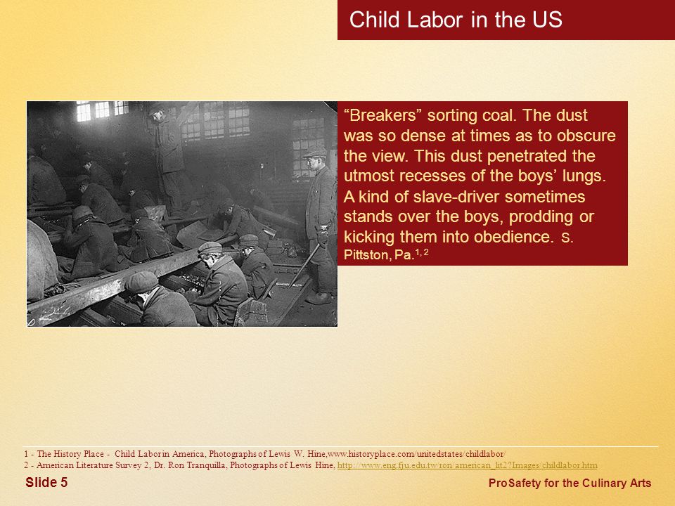 ProSafety for the Culinary Arts Child Labor in the US 1 - The History Place - Child Labor in America, Photographs of Lewis W.
