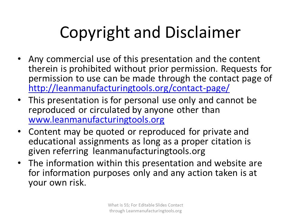 Copyright and Disclaimer Any commercial use of this presentation and the content therein is prohibited without prior permission.