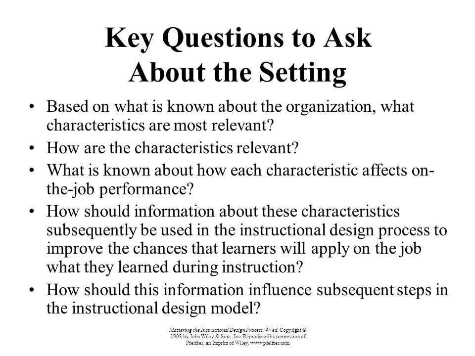 Mastering The Instructional Design Process, 4 Th Ed. Copyright © 2008 ...