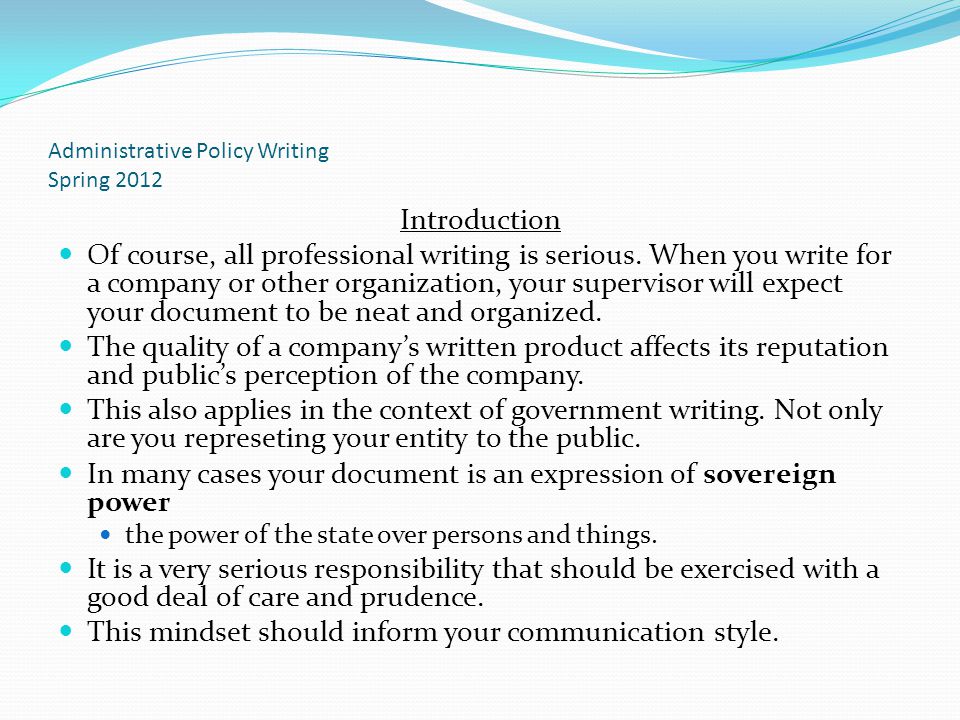 Professional policy writing course
