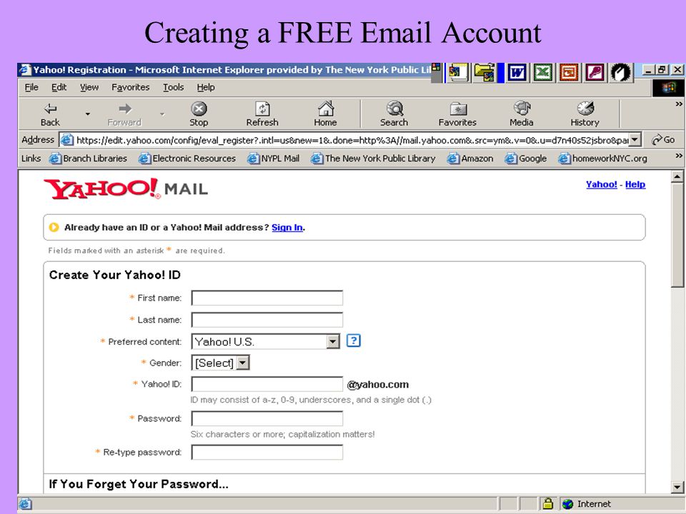 Creating a FREE  Account