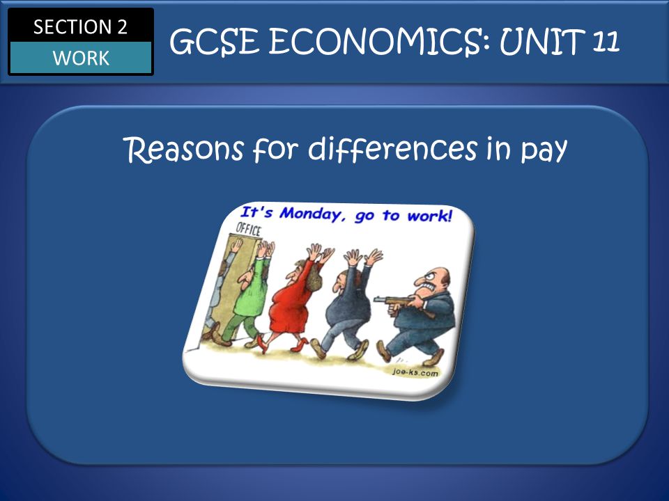 SECTION 2 WORK Reasons for differences in pay GCSE ECONOMICS: UNIT 11
